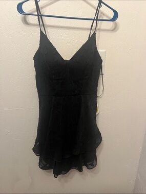 Black Spaghetti Strap Tiered Mini Dress